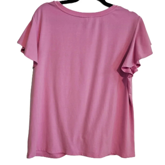 Time & Tru Pink Knotted Front Top with Butterfly sleeves. NWOT - Picture 2 of 5